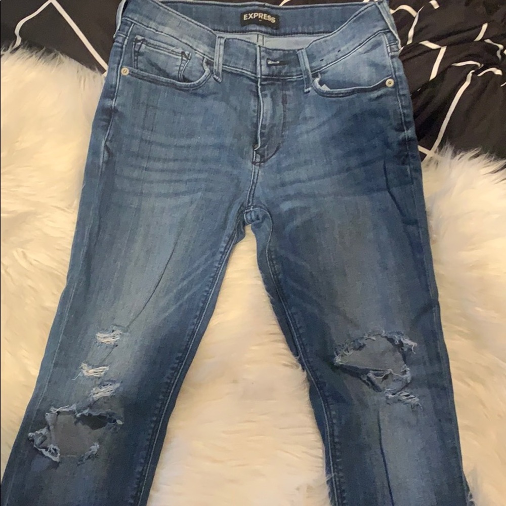 Express Dark Wash Ripped Jeans - Picture 2 of 3